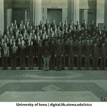 Cadets of Company G on steps of the Old Capitol, The University of Iowa, circa 1943