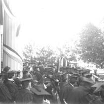 Governor and Doctor MacLean at graduation ceremony, The University of Iowa, 1900s