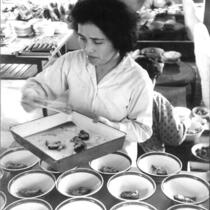 Woman preparing a meal, Shinkyo commune, Nara-ken, Japan, 1965