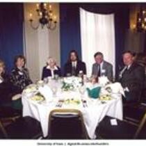 Louise Noun and grandson, Jason Flora, with family at her 90th birthday fund-raiser, Des Moines, Iowa, March 1998