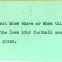 Nile Kinnick speech on the 1940 University of Iowa football season, 1940 