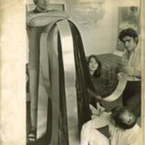 Artists with prop for poetical experiment, The University of Iowa, May 28, 1969
