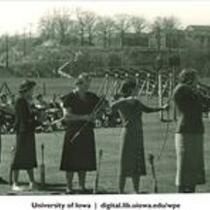 Archery demonstration on Mother's Day near Art Building, The University of Iowa, April 30, 1938