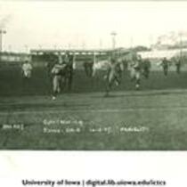 Frank Cuhel scoring in Iowa-Ohio State football game at Iowa Field, The University of Iowa, October 8, 1927