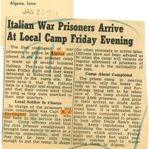 Italian war prisoners arrive at local camp Friday evening