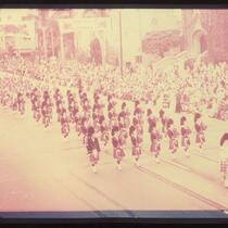 Scottish Highlanders in the Tournament of Roses parade, Jan. 1, 1957