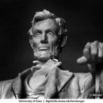 Lincoln Memorial statue, face of Lincoln, Washington, D.C., June 1964