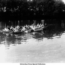 Canoes on Iowa River, Iowa City, Iowa, 1919