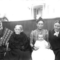 Four generations: Mrs. Samuel Calvin, mother, daughter, and grandchild, The University of Iowa, 1900s
