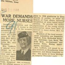 War demands more nurses