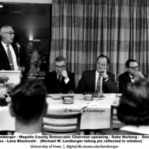 Edwin D. Lemberger speaking at Democratic Dinner for Senator Humphrey, Governor Loveless at Ottumwa Country Club, Ottumwa, Iowa, October 10, 1959